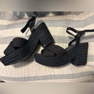 Jcrew black platform espadrilles size 9